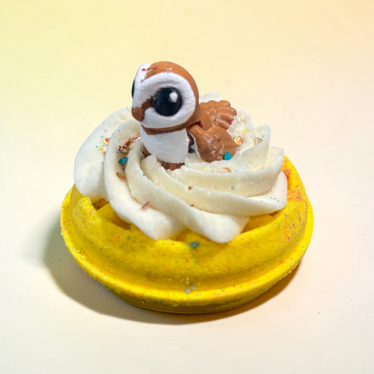 Waffle Bath Bomb with Bubble Frosting and 3D Toy