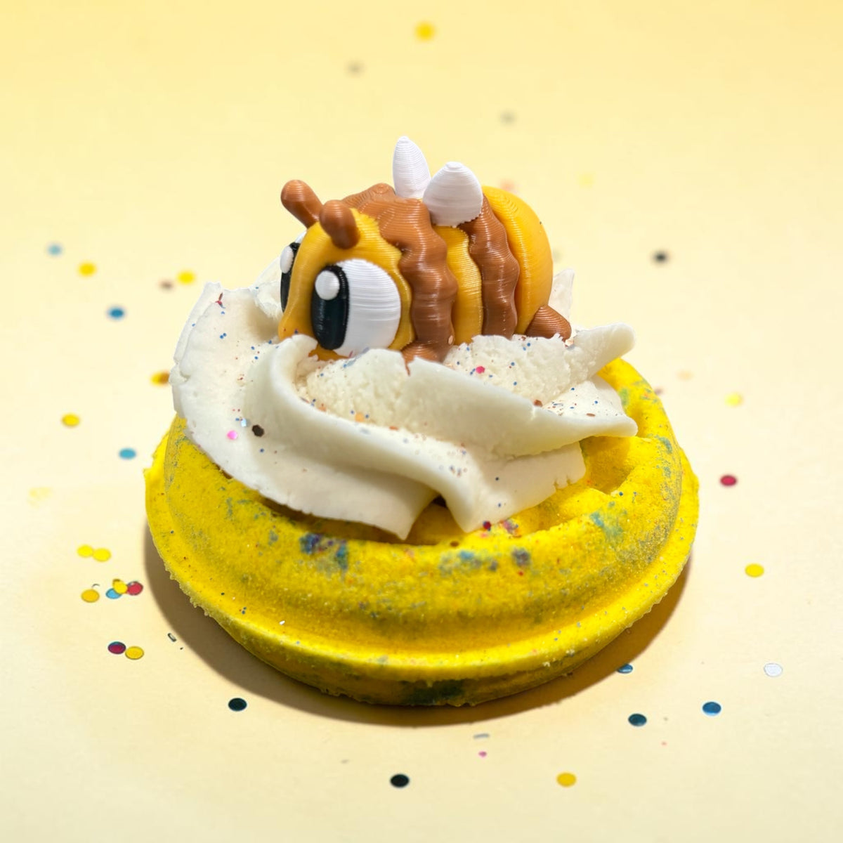 Waffle Bath Bomb with Bubble Frosting and 3D Toy