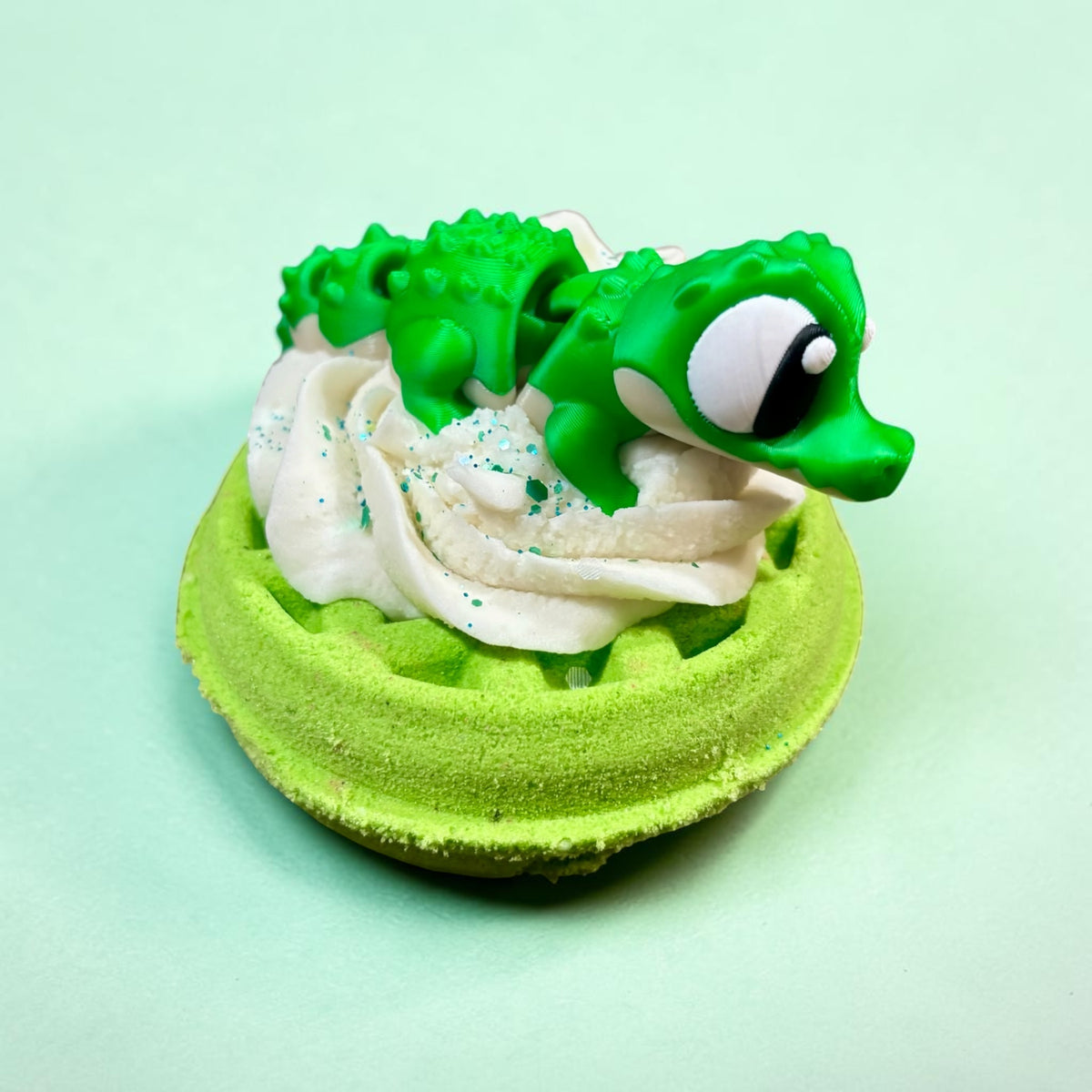 Waffle Bath Bomb with Bubble Frosting and 3D Toy