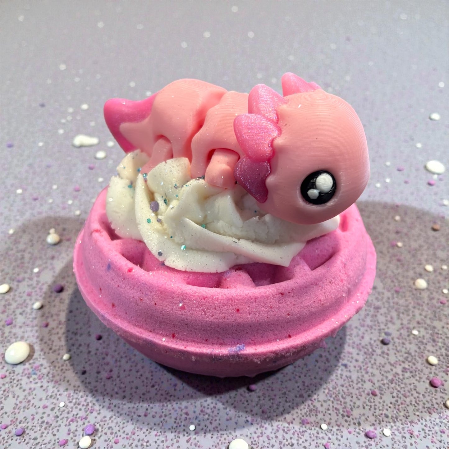 Bath Bomb with Bubble Frosting and 3D Toy