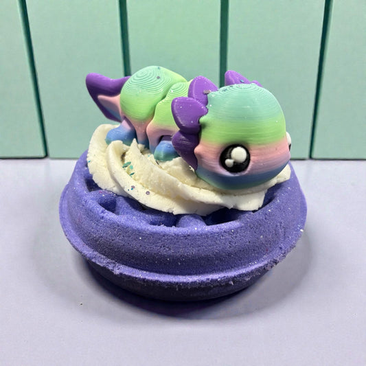 Waffle Bath Bomb with Bubble Frosting and 3D Toy